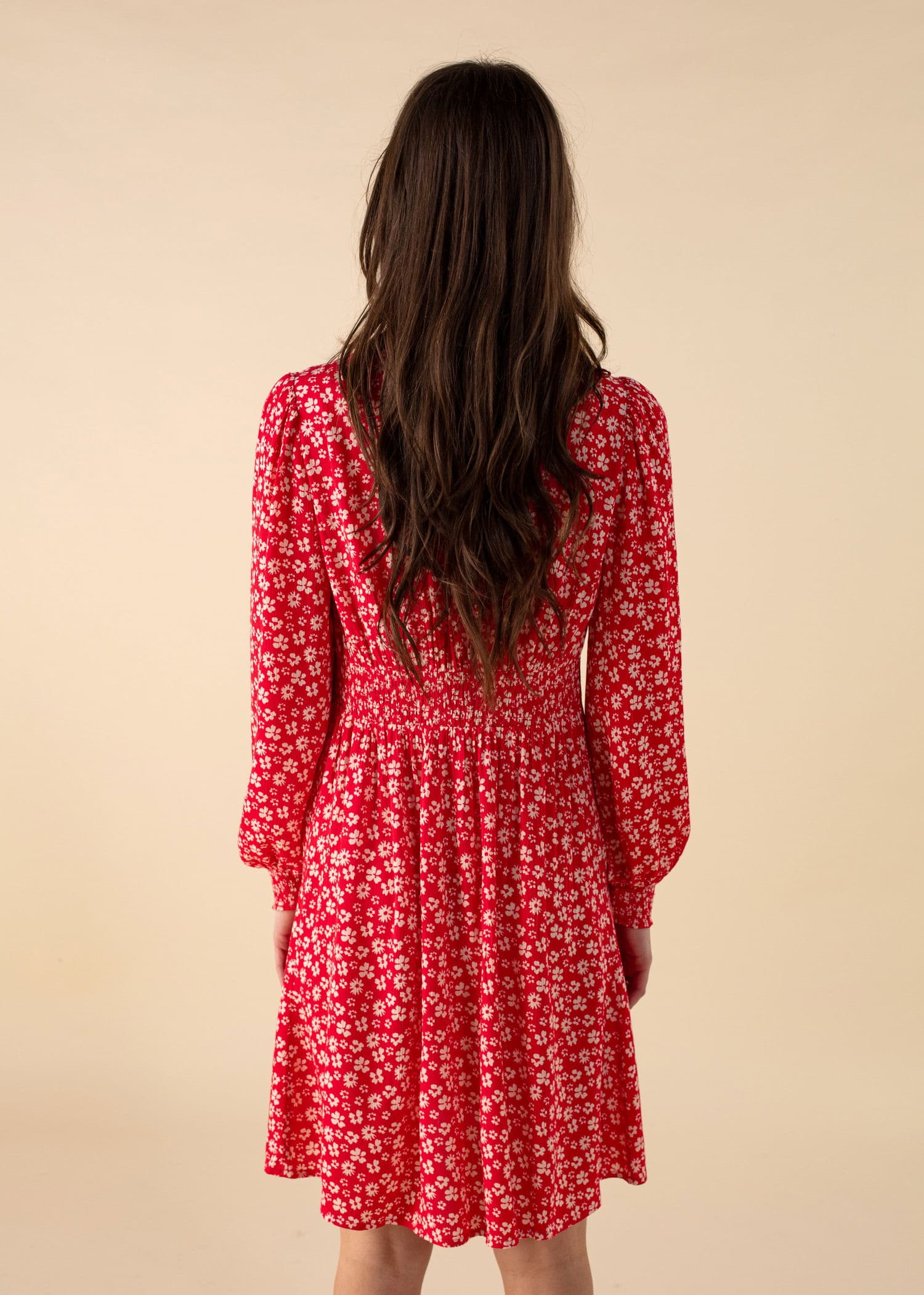 ENYA Blomstret kort kjole - Rød 4 - Indiska