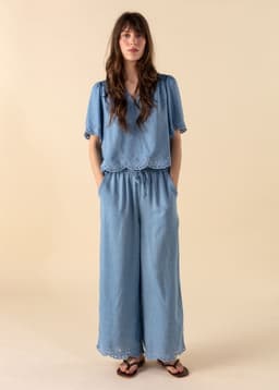 ELSIE TENCEL PANTS - Lightblue