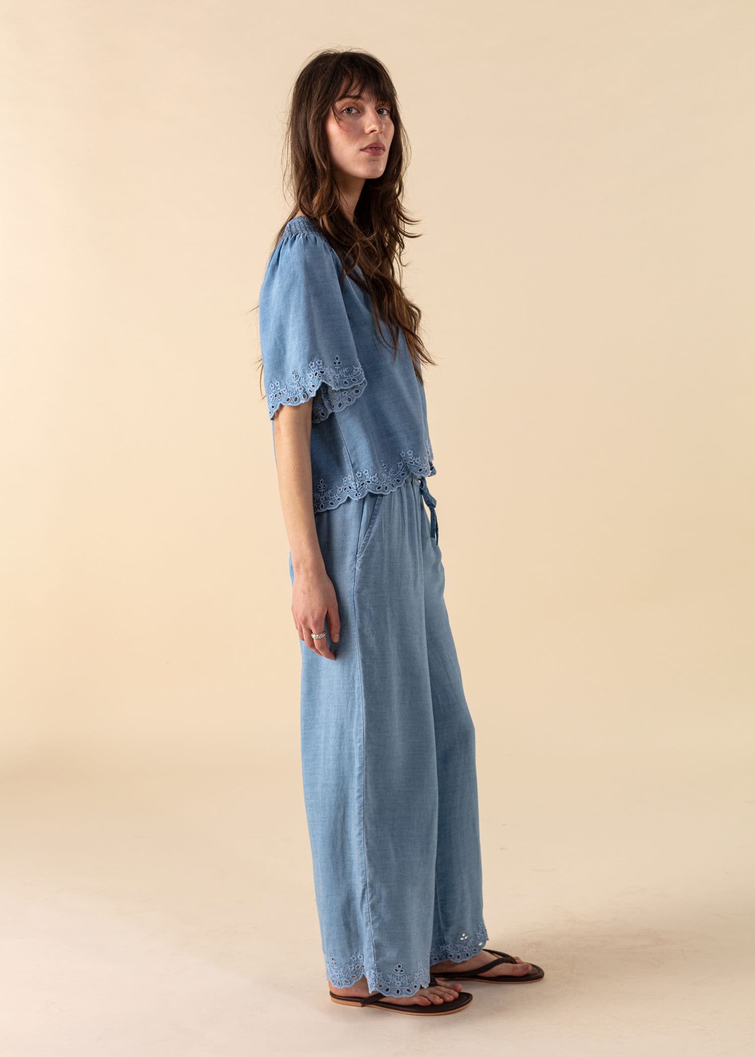 ELSIE Vide bukser i Tencel Lyocell - Blå 2 - Indiska