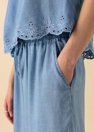 ELSIE Vide bukser i Tencel Lyocell - Blå 3 - Indiska