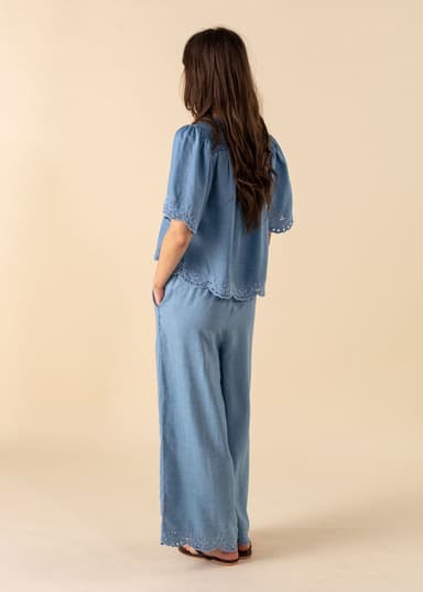 ELSIE Vide bukser i Tencel Lyocell - Blå 4 - Indiska