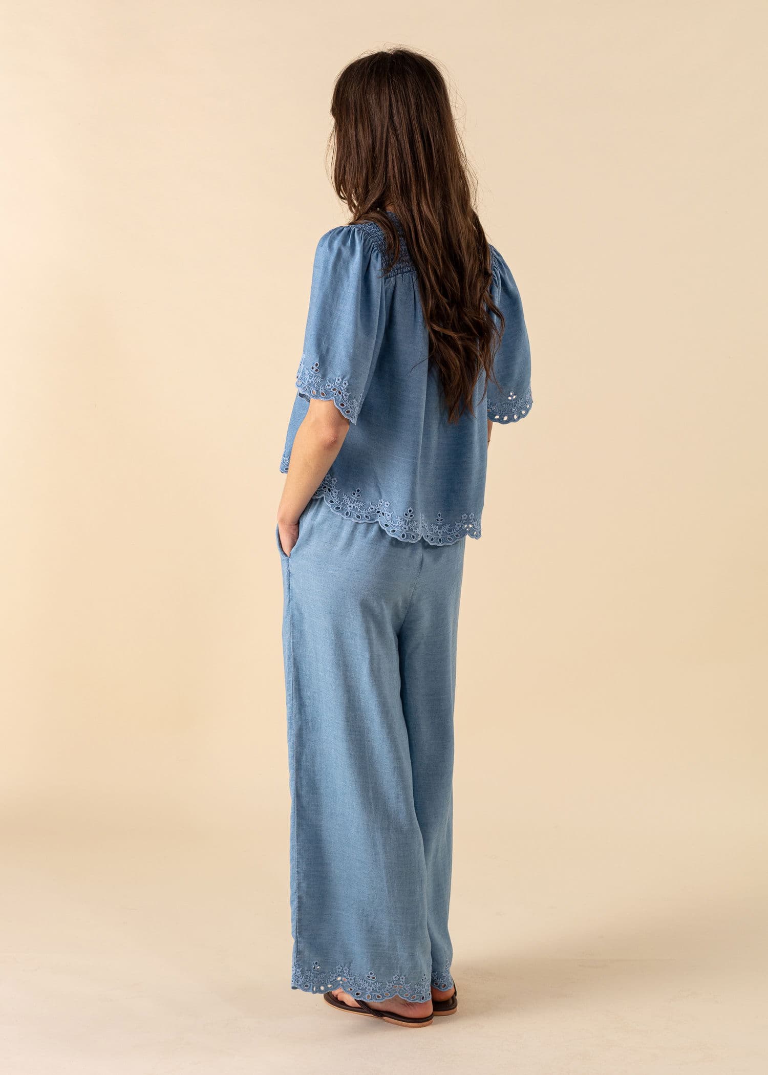 ELSIE Vide bukser i Tencel Lyocell - Blå 4 - Indiska