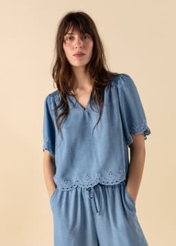 ARIELLE TENCEL TOP - BLUE