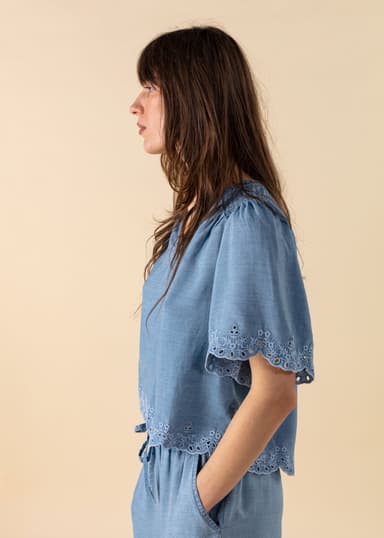 ARIELLE Blå bluse i tencel - Blå 2 - Indiska