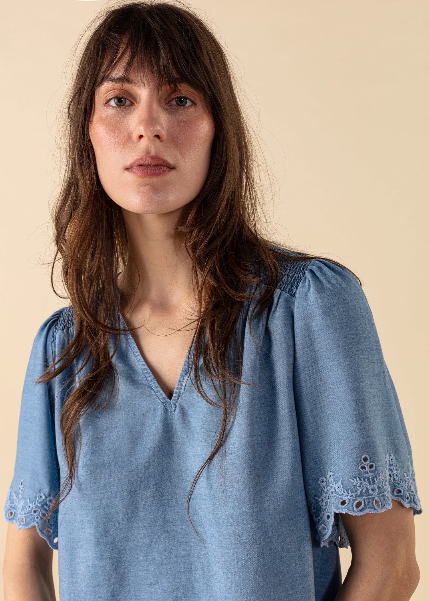 ARIELLE Blå bluse i tencel - Blå 4 - Indiska