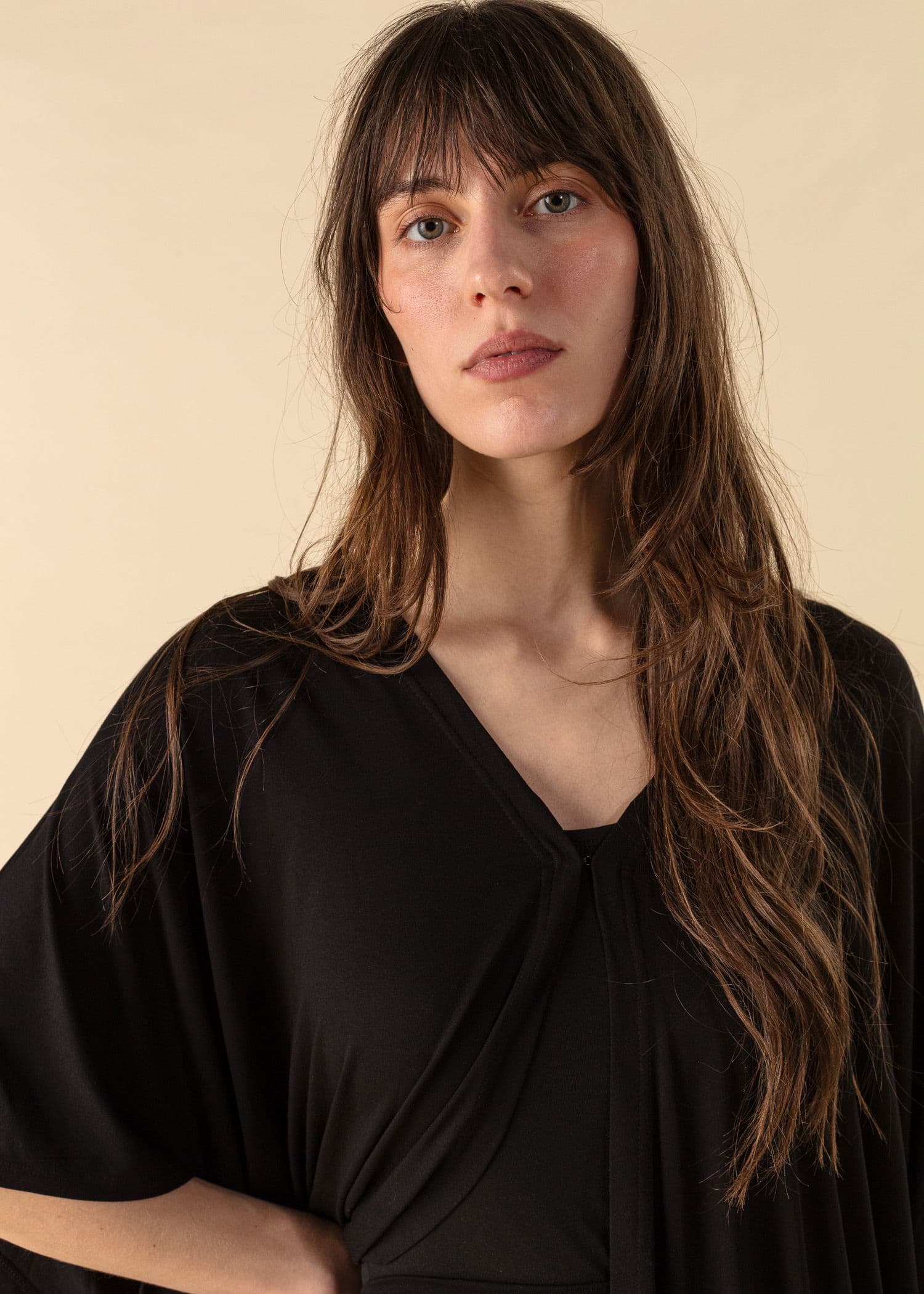 LILLEMOR Svart kimono i jersey - Svart 3 - Indiska