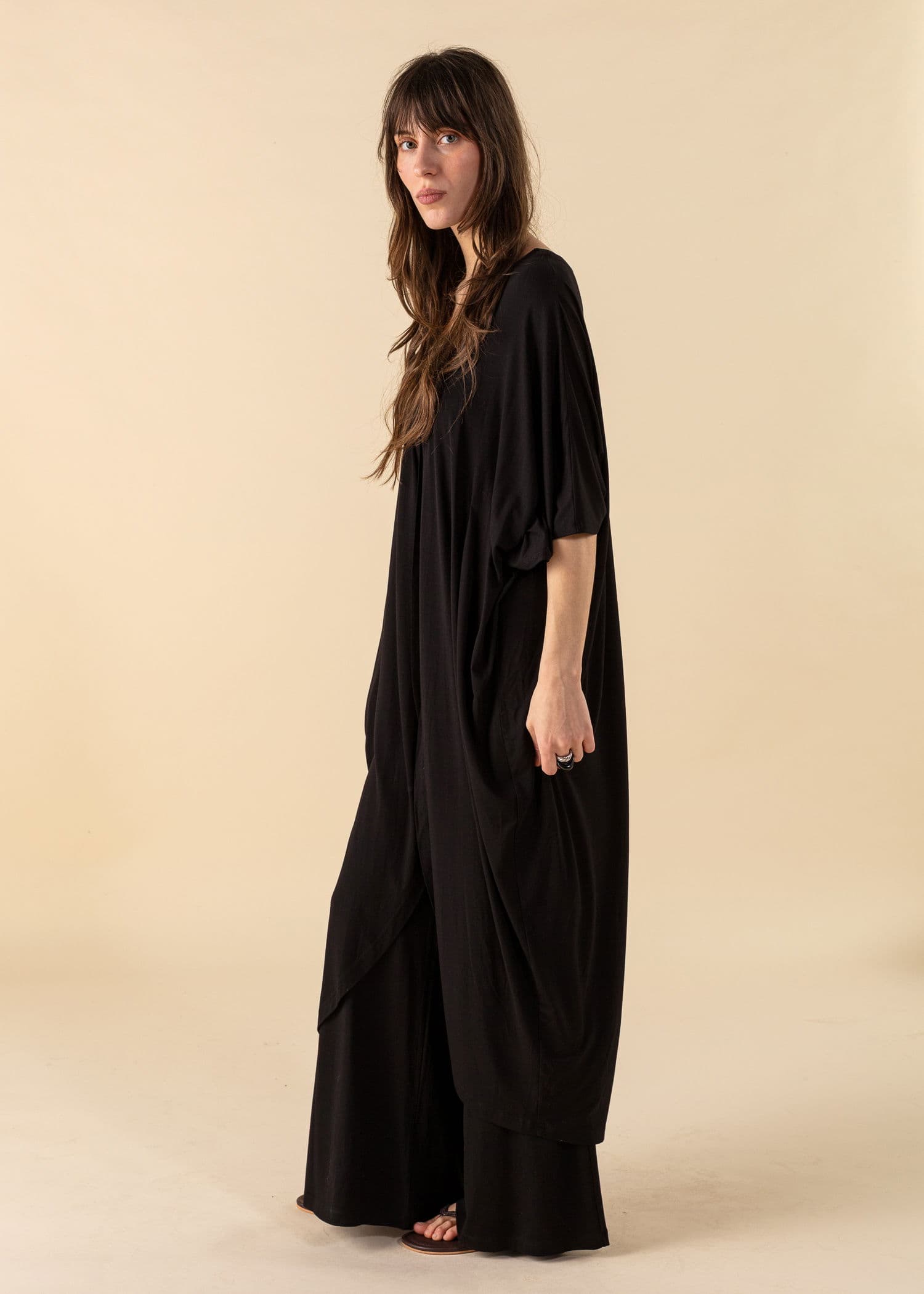 LILLEMOR Svart kimono i jersey - Svart 4 - Indiska