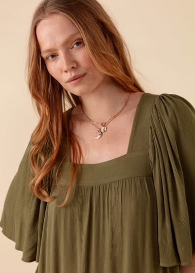 KHALO Lang kjole med korte ermer - Grønn 2 - Indiska