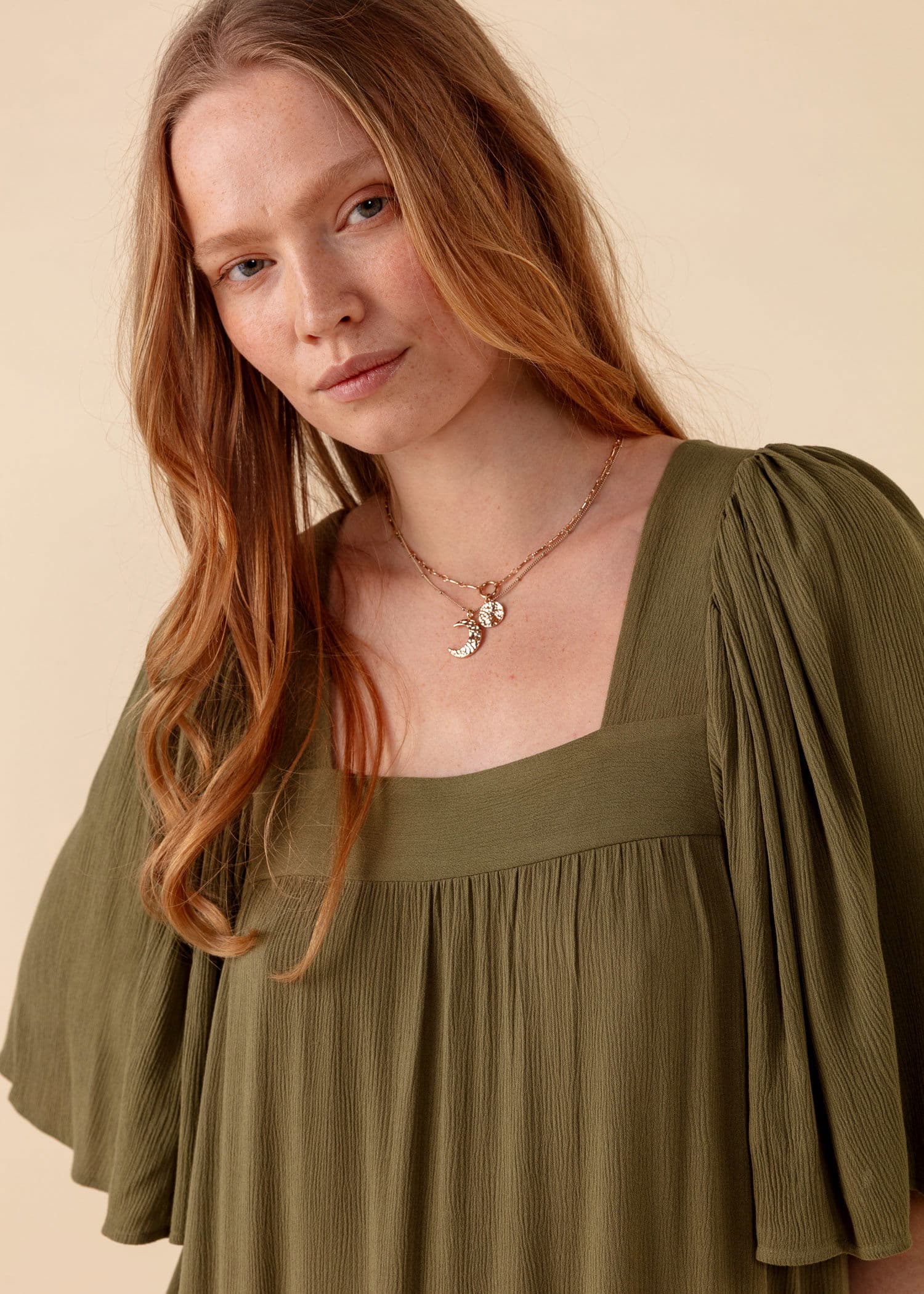 KHALO Lang kjole med korte ermer - Grønn 2 - Indiska