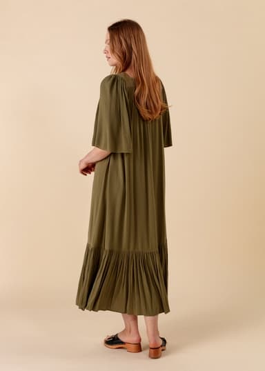 KHALO Lang kjole med korte ermer - Grønn 3 - Indiska