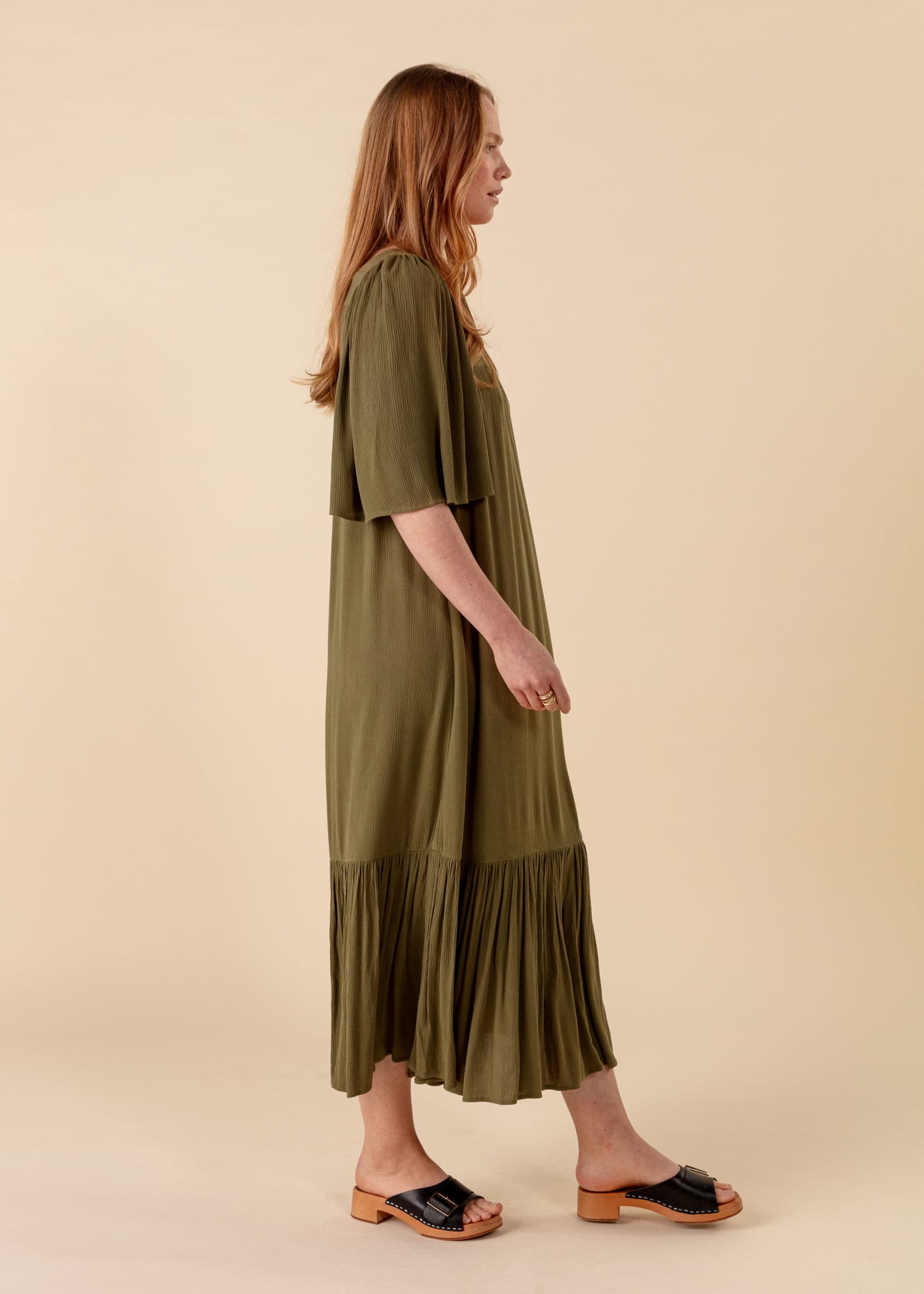 KHALO Lang kjole med korte ermer - Grønn 4 - Indiska