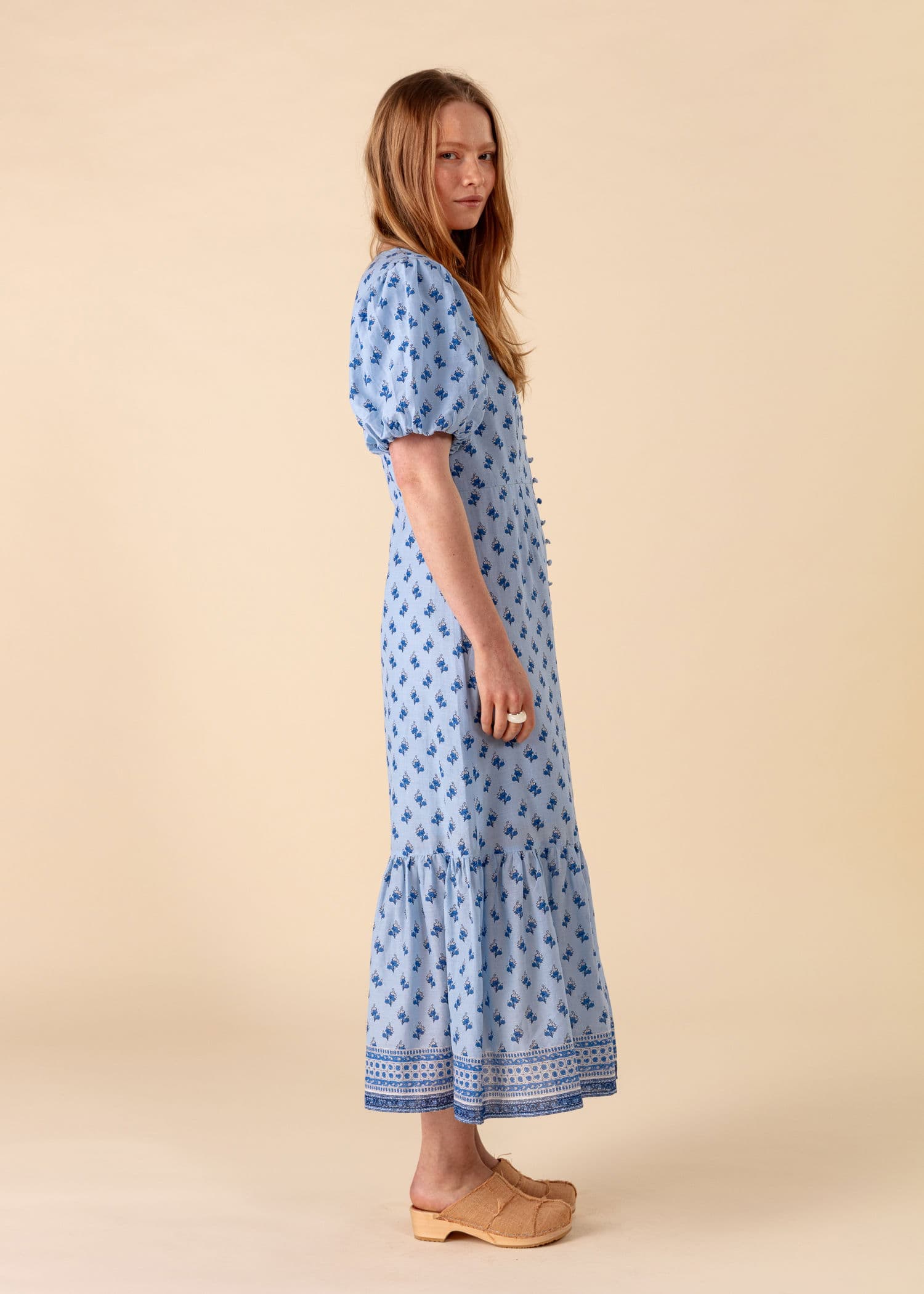 DEWAN Lang butti-mønstret kjole - Blå 2 - Indiska