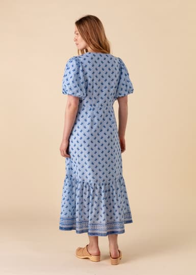 DEWAN Lang butti-mønstret kjole - Blå 4 - Indiska
