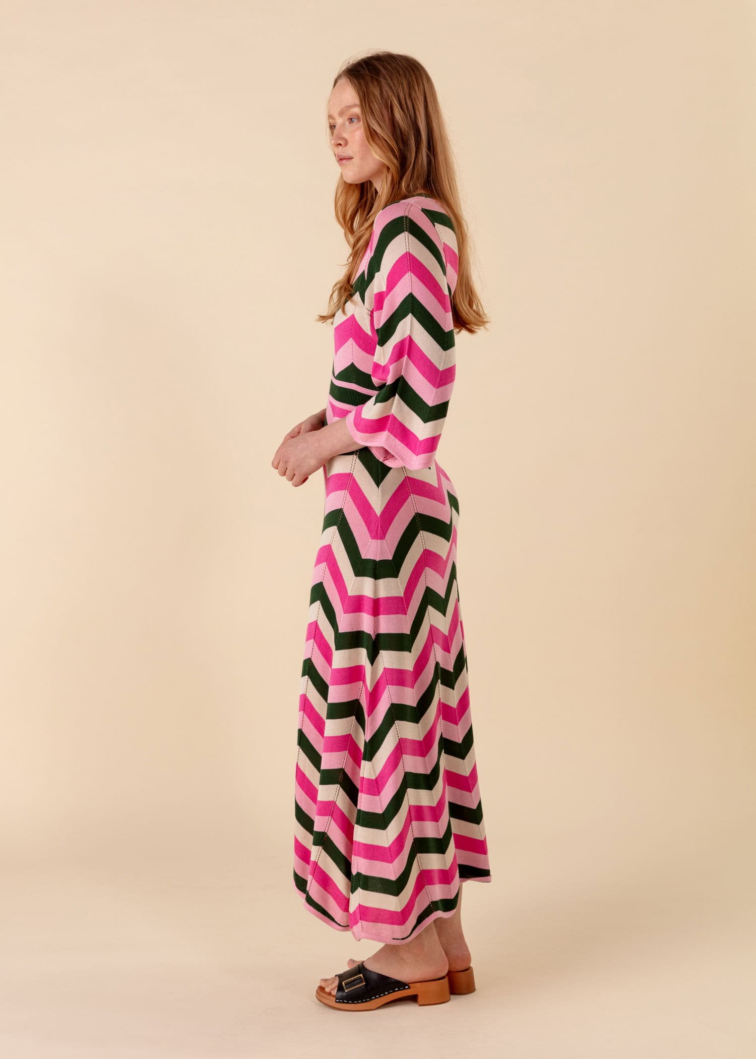 BIANCA Lang mønstret kjole - Grønn 3 - Indiska