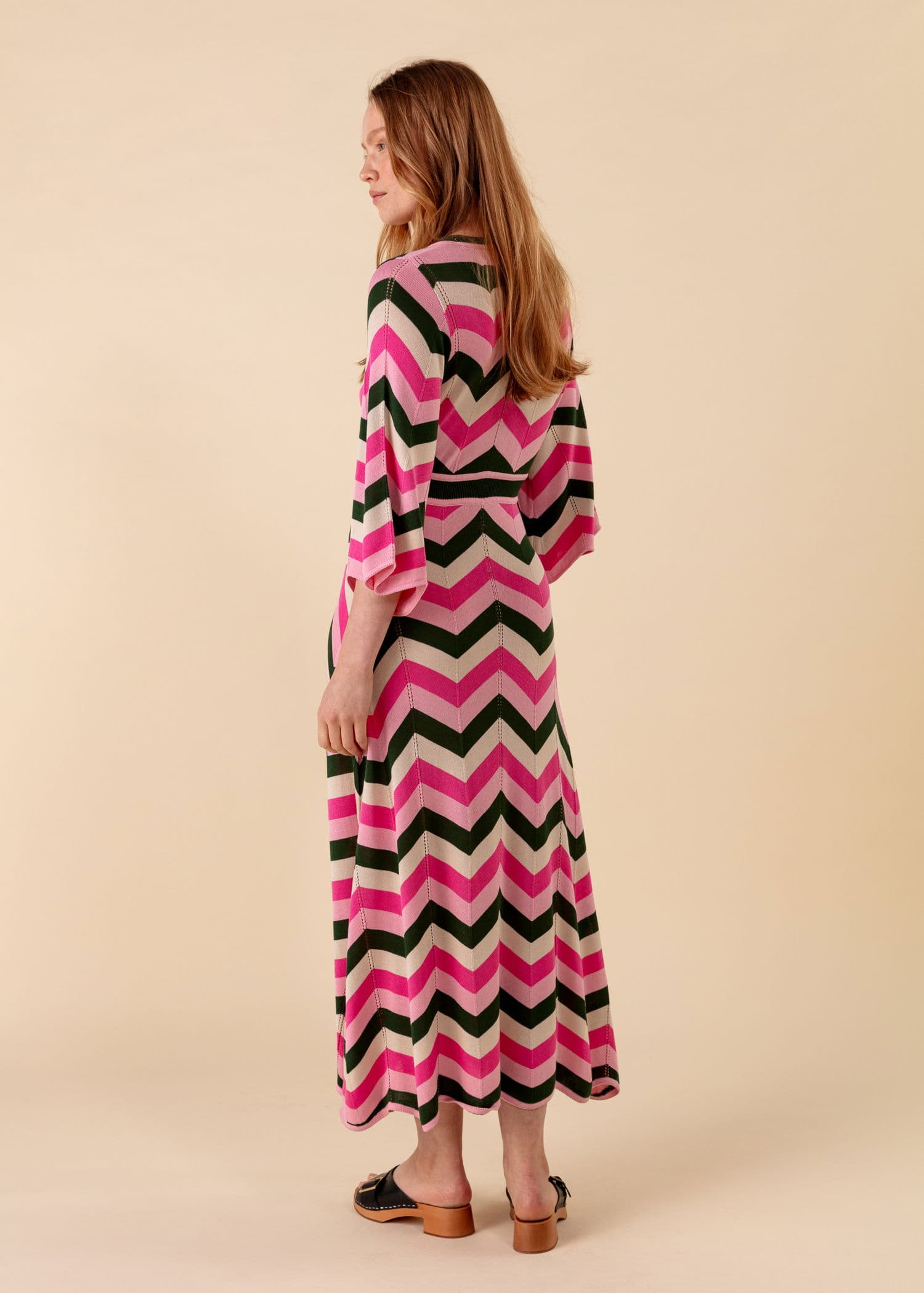 BIANCA Lang mønstret kjole - Grønn 4 - Indiska