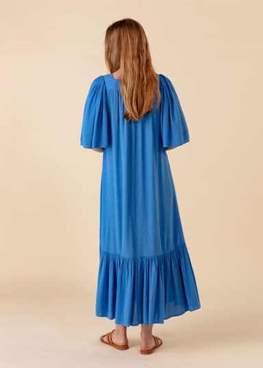 KHALO Lang kjole med korte ermer - Blå 4 - Indiska