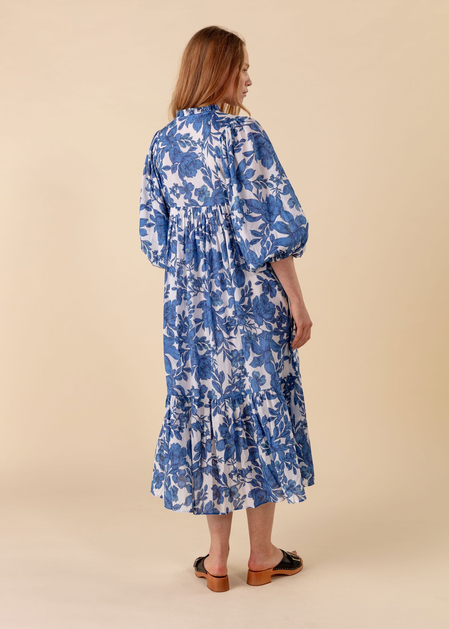 CORNELIA Mønstret kjole i bomull - Blå 4 - Indiska