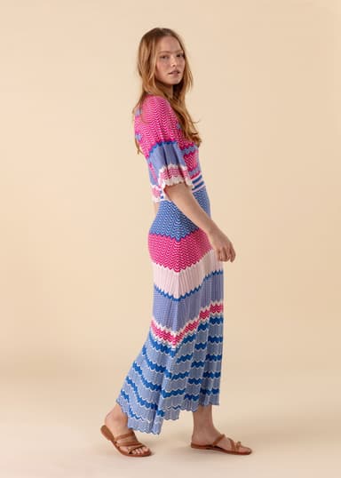 BIANCHETTA Flerfarget strikket kjole - Blå 2 - Indiska