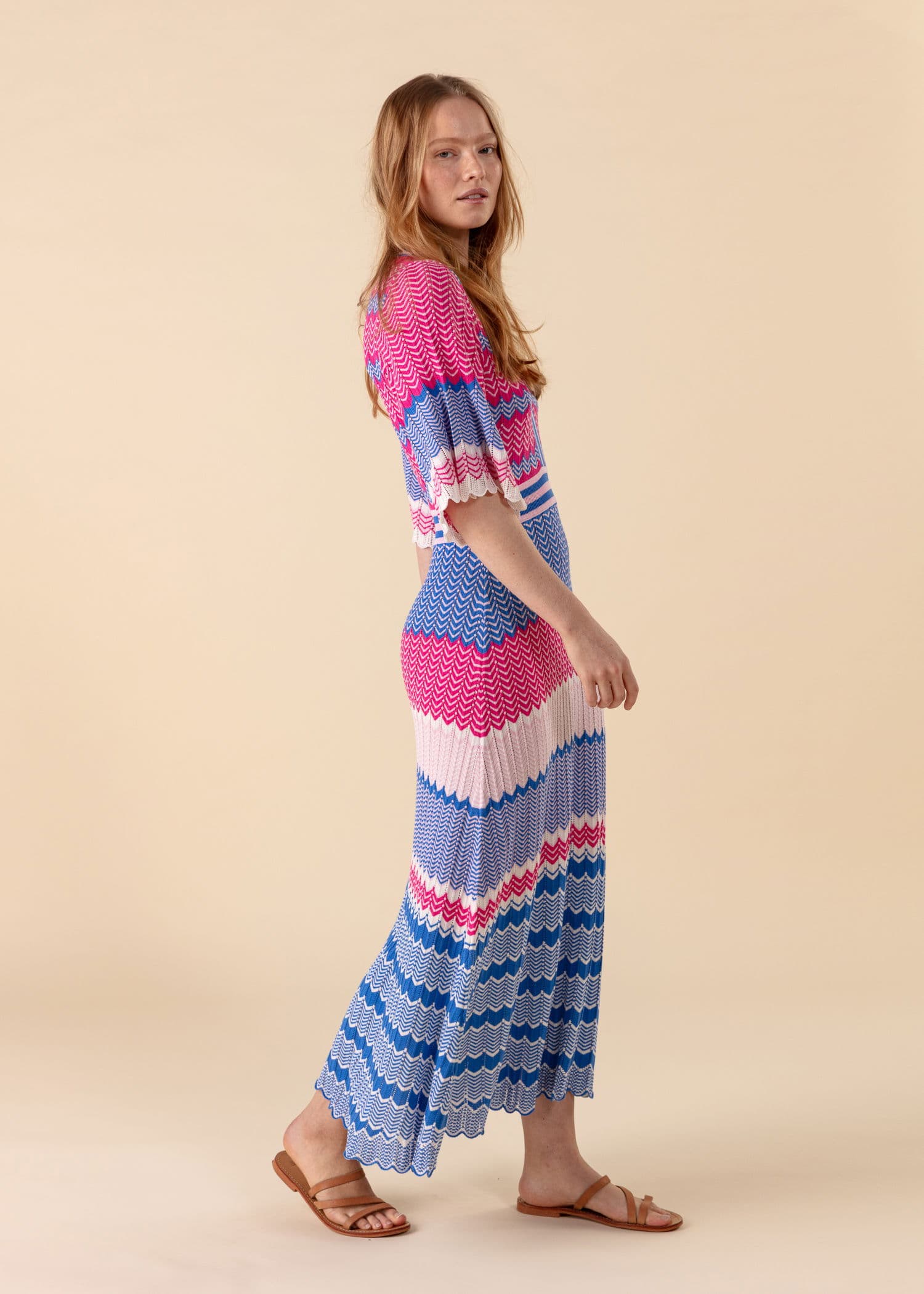 BIANCHETTA Flerfarget strikket kjole - Blå 2 - Indiska