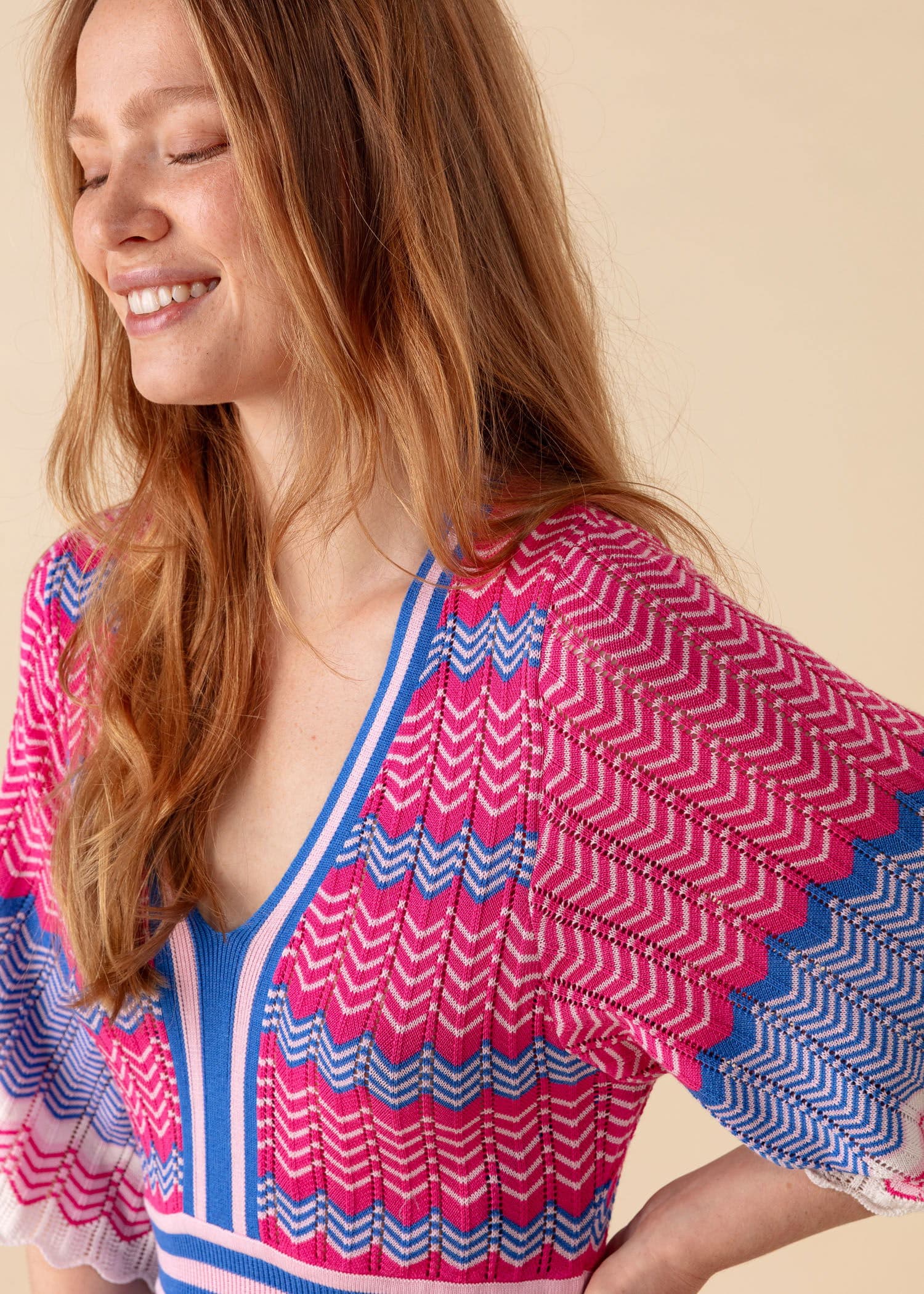 BIANCHETTA Flerfarget strikket kjole - Blå 3 - Indiska