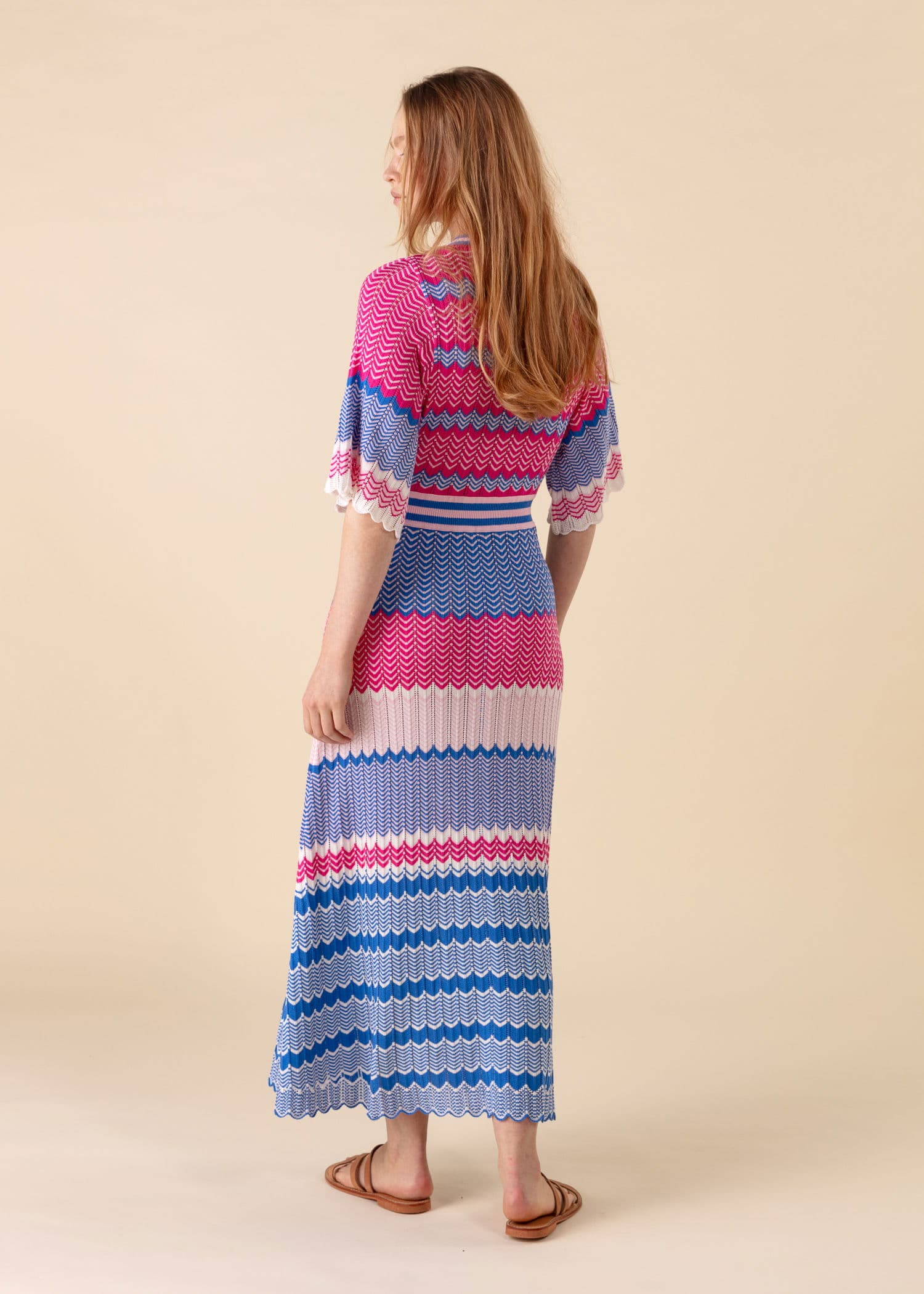 BIANCHETTA Flerfarget strikket kjole - Blå 4 - Indiska