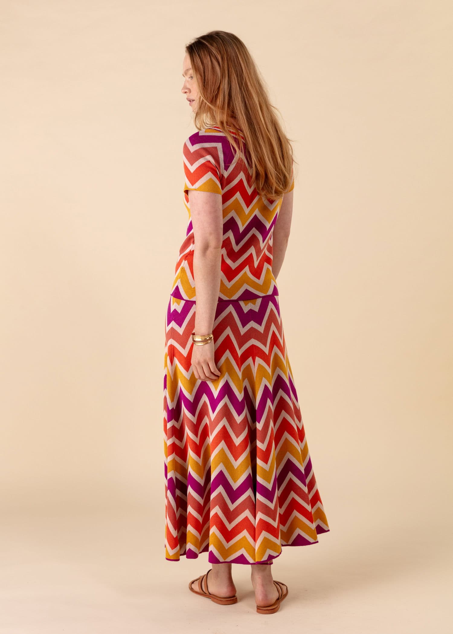 SAMANTHA Strikket skjørt med sikksakkmønster - Oransje 2 - Indiska