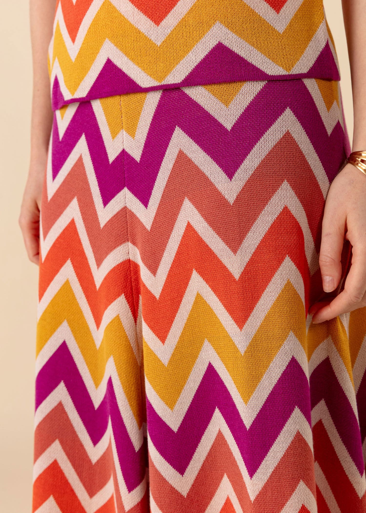 SAMANTHA Strikket skjørt med sikksakkmønster - Oransje 3 - Indiska