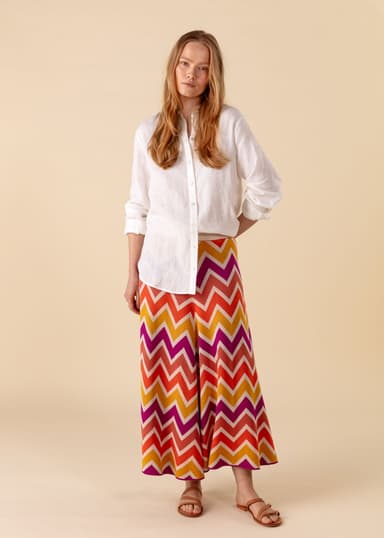 SAMANTHA Strikket skjørt med sikksakkmønster - Oransje 4 - Indiska