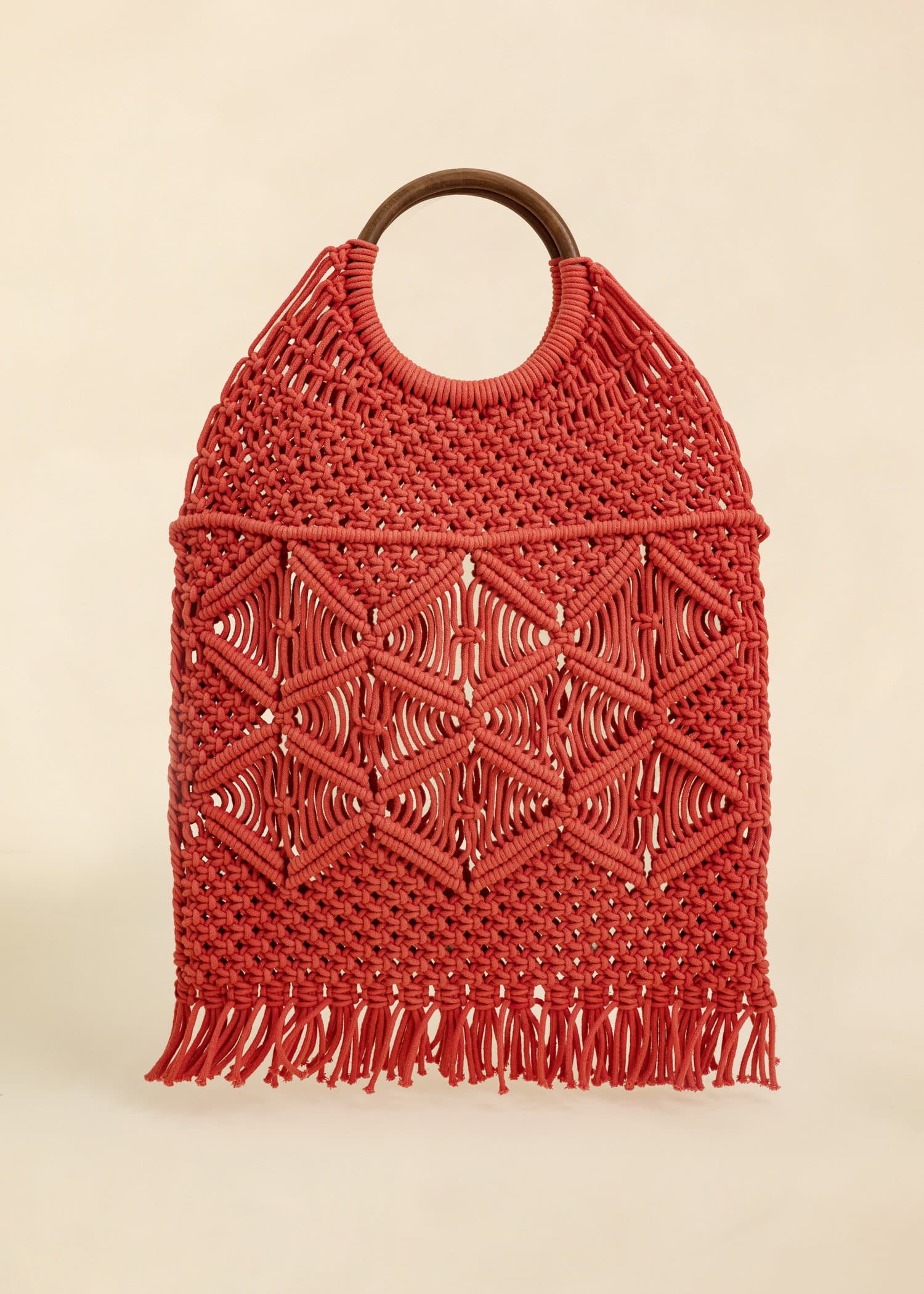 CROCHET Handknuten crochetväska med fransar - Orange 2 - Indiska