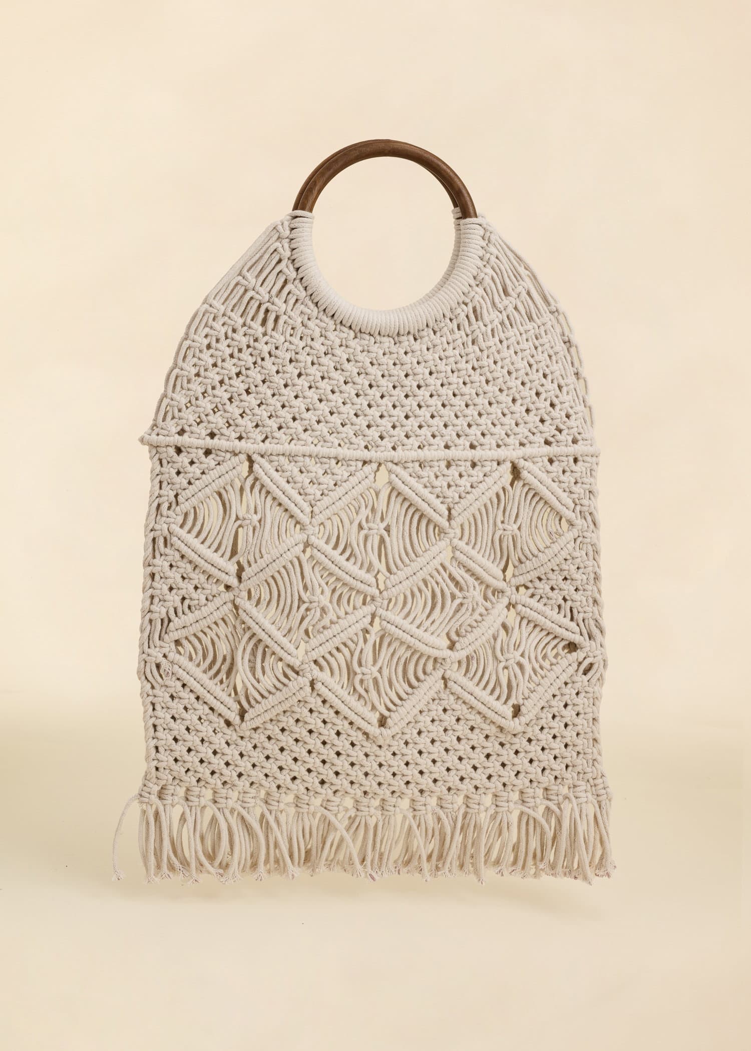 CROCHET Handknuten crochetväska med fransar - Vit 1 - Indiska