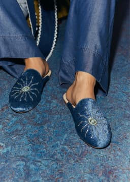 Velvet Slippers - BLUE