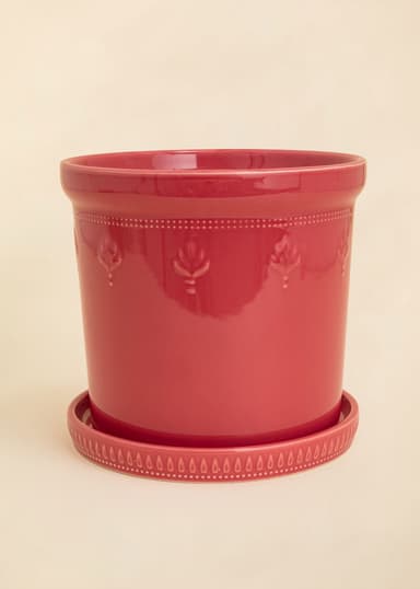 DARLA Dekorativ gryte i steintøy - Rosa 1 - Indiska