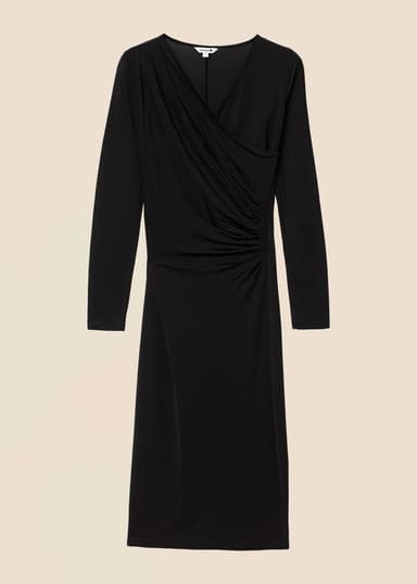 ELSA Svart draperad klänning - Svart 1 - Indiska