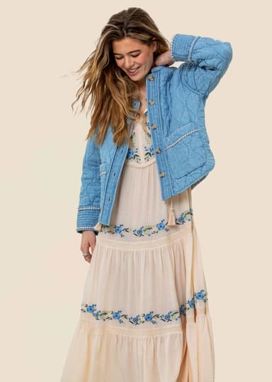 PADDY Quiltad dubbelsidig jacka - Blå 1 - Indiska