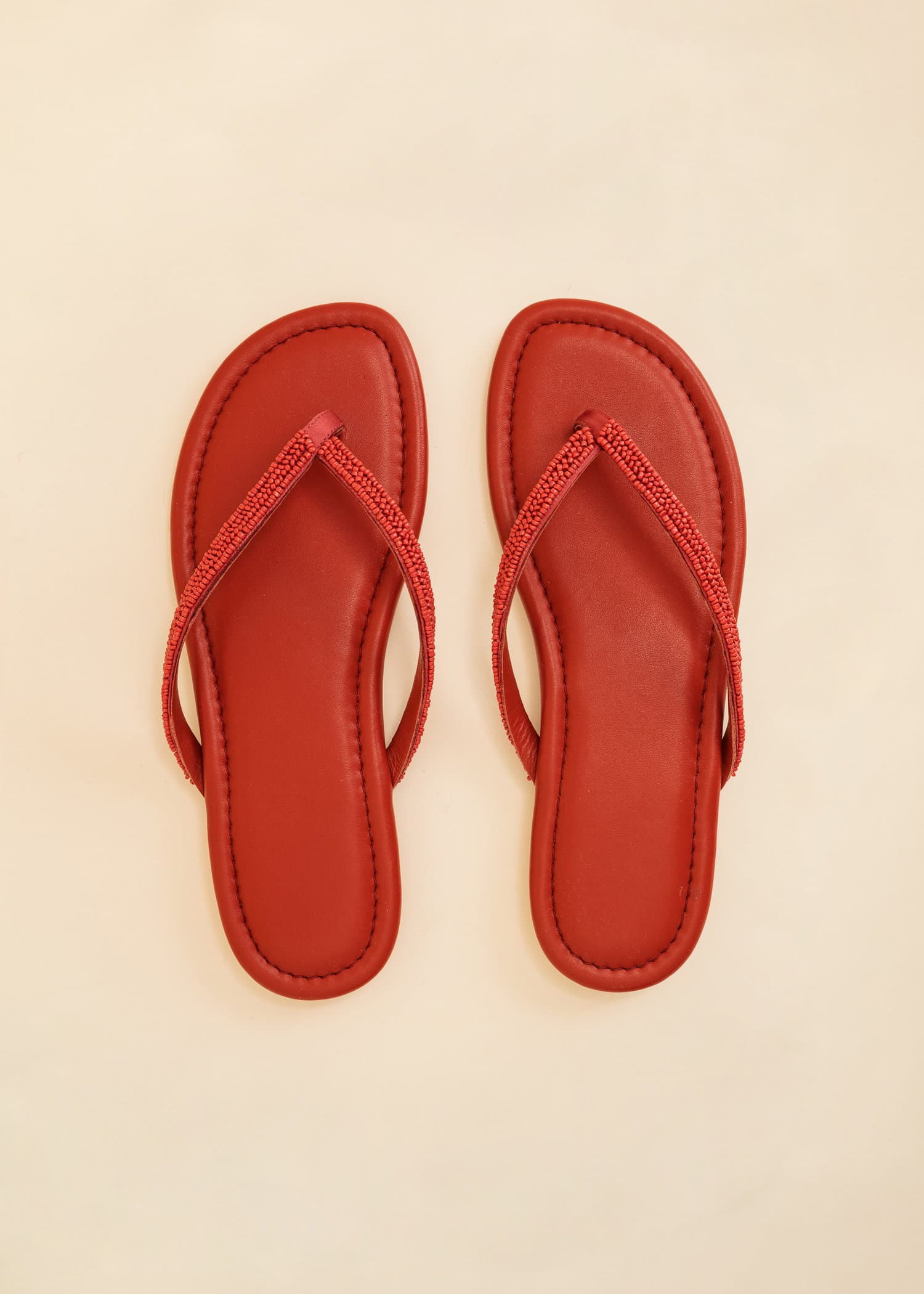 Rosa Sandaler med dekorativt perlebroderi. - Brun 1 - Indiska