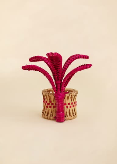 HIBISCUS Käsintehty rottinkinen lautasliinarengas - Vaaleanpunainen 2 - Indiska