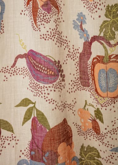 Lin Blommig linnegardin 300x120 cm - Multi 2 - Indiska