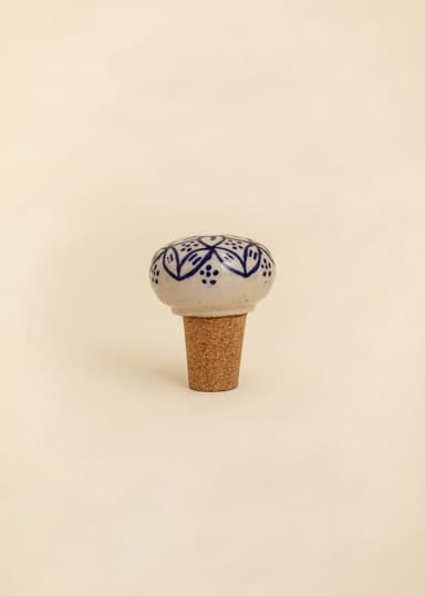 VIMA Handmålad flaskstopp - Blå 2 - Indiska