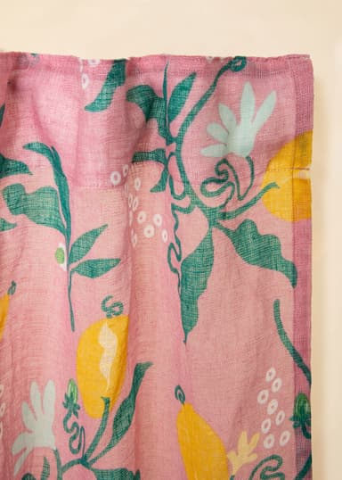 Lin Mönstrad linnegardin 250x150 cm - Rosa 2 - Indiska