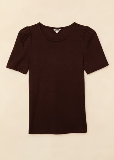 GWEN Puffermet t-skjorte - Brun 1 - Indiska