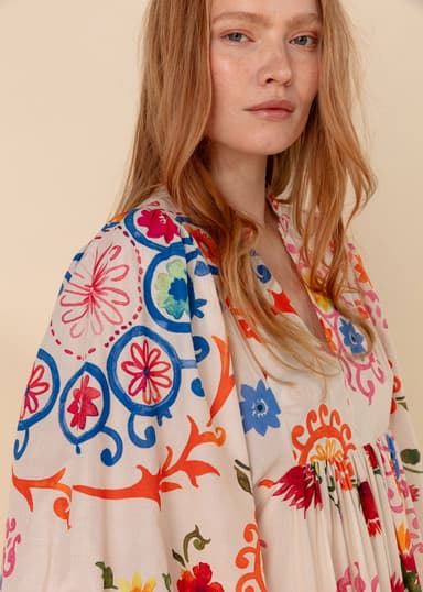 CORNELIA Mønstret kjole i bomull - Multi 2 - Indiska