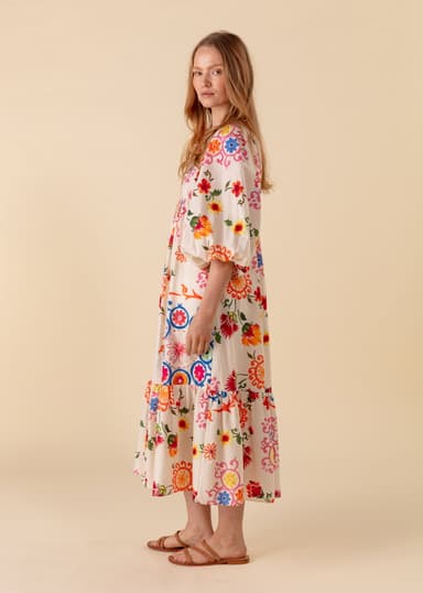 CORNELIA Mønstret kjole i bomull - Multi 3 - Indiska