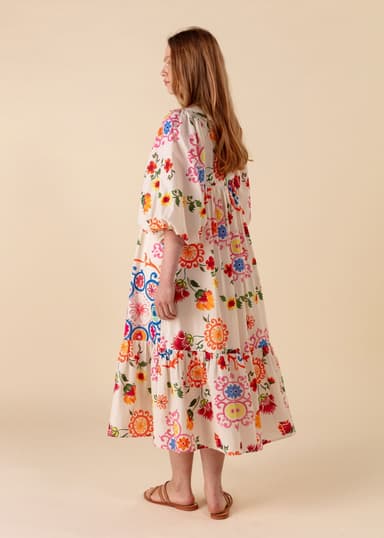 CORNELIA Mønstret kjole i bomull - Multi 4 - Indiska