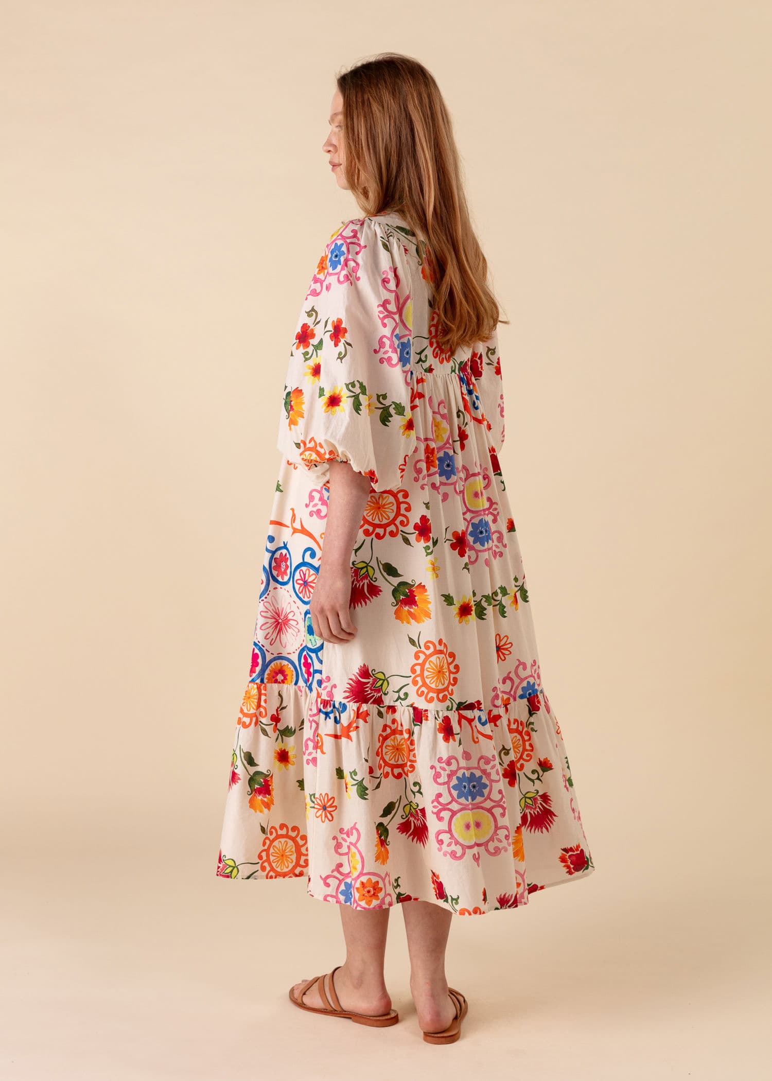 CORNELIA Mønstret kjole i bomull - Multi 4 - Indiska