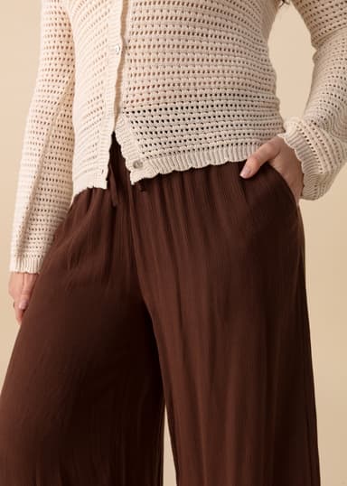 ELSIE Bruna vida byxor med knyt - Brun 2 - Indiska