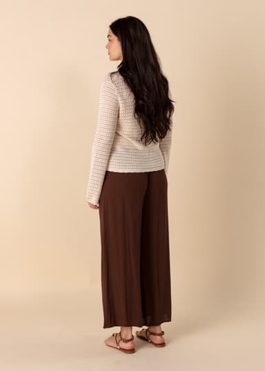 ELSIE Bruna vida byxor med knyt - Brun 4 - Indiska