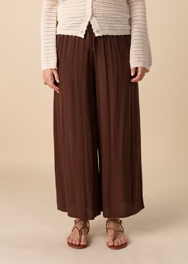 ELSIE Bruna vida byxor med knyt - Brun 5 - Indiska