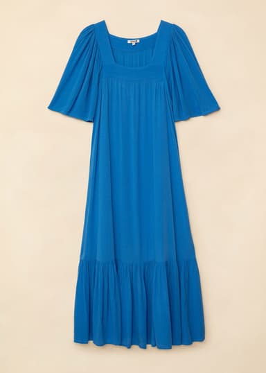 KHALO Lang kjole med korte ermer - Blå 5 - Indiska