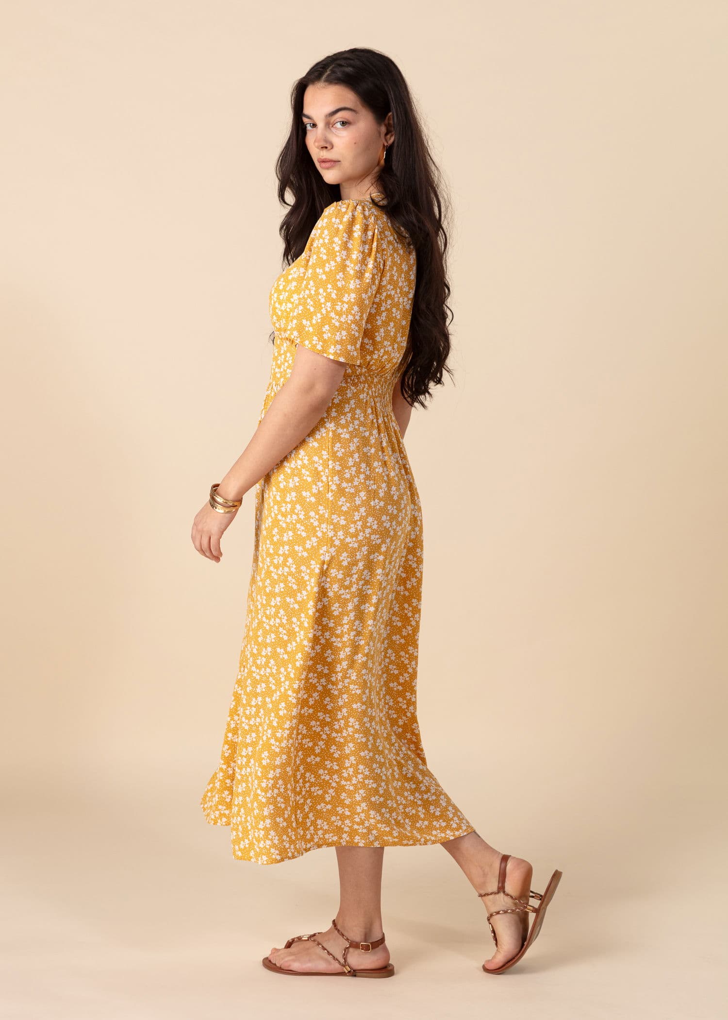 ZUDORA Gul blommig klänning - Gul 2 - Indiska