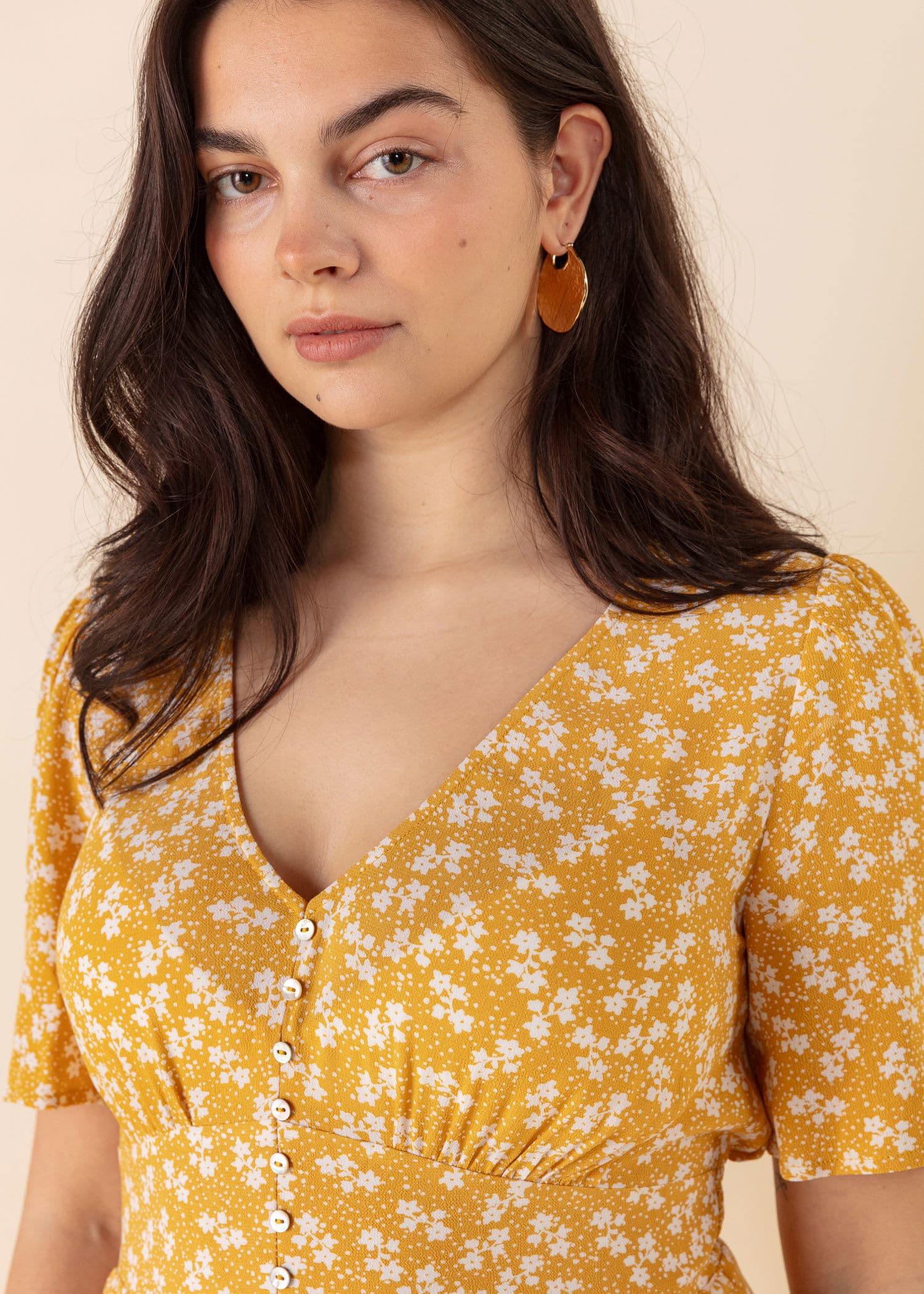 ZUDORA Gul blommig klänning - Gul 3 - Indiska